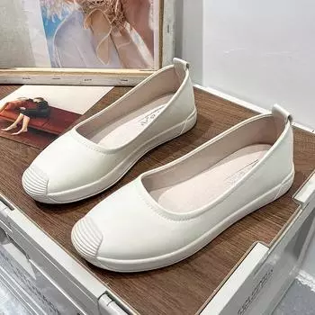 Женские туфли на плоской подошве Lazy Shoes Women 2024 New Round Toe Slip on Casual Single Shoes Comfortable Moccasins Flats for Women 36