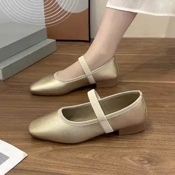 Женские туфли на плоской подошве, летние повседневные туфли с неглубоким новым квадратным носком, дизайнерские брендовые туфли для прогулок, элегантное платье, удобные женские туфли Zapatos Mujer 36 золотой