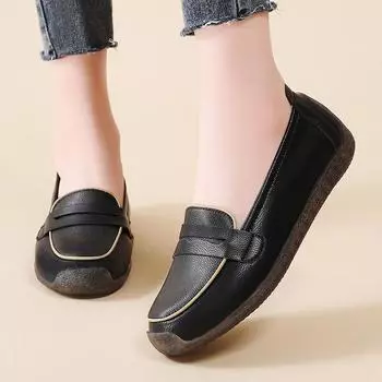 Женские туфли на плоской подошве, мокасины, повседневные черные туфли для медсестер для мам, большой размер 35 чёрный
