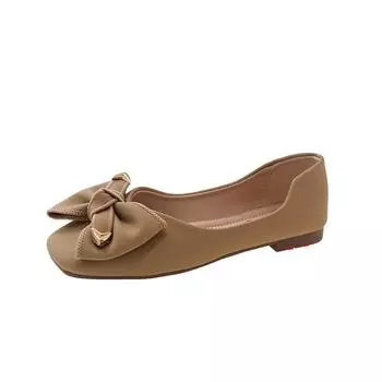 Женские туфли на плоской подошве, новая весенняя коллекция 2025 года, простые нескользящие туфли с одной педалью, обувь Doudou 35 бежевый