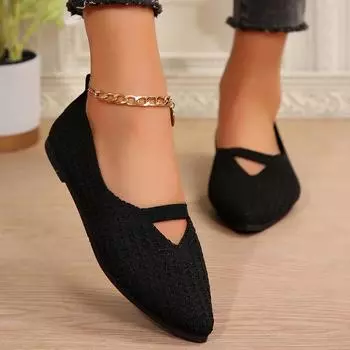 Женские туфли на плоской подошве, новинка 2024 года, туфли-лодочки с острым носком, офисные туфли-лодочки, однотонные трикотажные туфли без застежек, повседневные туфли на плоской подошве, женские лоферы 36 белый