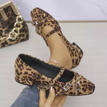 Женские туфли на плоской подошве, новые модные туфли Мэри Джейн для женщин, балетки на плоской подошве с леопардовым принтом, удобные мягкие туфли на плоской подошве с круглым носком для женщин 35 цветной печати леопарда