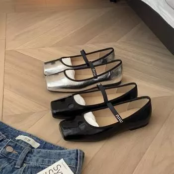 Женские туфли на плоской подошве, новые осенние брендовые женские туфли на плоской подошве, модные туфли Мэри Джейн с квадратным носком, мягкие повседневные балетки 34 белый