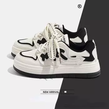 Женские туфли на плоской подошве, новые весенние универсальные женские повседневные туфли в корейском стиле, легкие студенческие повседневные туфли на толстой подошве 35 чёрный