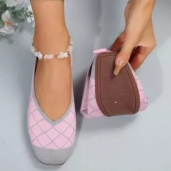 Женские туфли на плоской подошве, однотонные трикотажные туфли без застежек, повседневные дышащие балетки, женская дизайнерская обувь, лоферы, женские кроссовки 36 чёрный