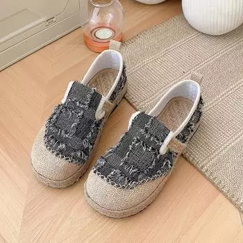 Женские туфли на плоской подошве, осенние, новые, с круглым носком, дышащие, льняные, ленивые, легкие, с мягкой подошвой, рыбацкие туфли 36 бежевый