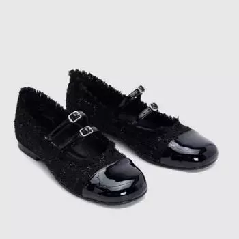 Женские туфли на плоской подошве, осенние, новые, с круглым носком, с неглубоким горлом, металлической пряжкой, мягкой подошвой, нескользящие, износостойкие, низкие туфли 35 чёрный