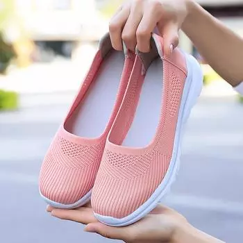 Женские туфли на плоской подошве, повседневные кроссовки, дышащие женские сетчатые туфли без застежек, женские вулканизированные туфли, прогулочные мокасины, удобная женская обувь 5 чёрный