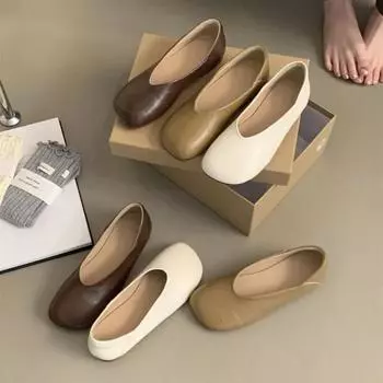 Женские туфли на плоской подошве, повседневные туфли с закрытым носком, женские мокасины с застежкой-молнией, однотонные мокасины на плоской подошве, женские 35 бежевый