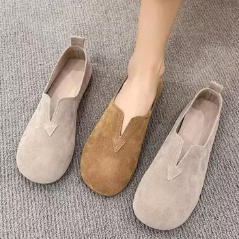 Женские туфли на плоской подошве, ретро-лоферы с круглым носком, женские туфли-лоферы, повседневные дышащие кроссовки больших размеров для женщин, Zapatos De Mujer 35