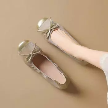 Женские туфли на плоской подошве с бантом, обычные кожаные повседневные мокасины, женская обувь, золотистая обувь, люксовый бренд, элегантное и модное платье 35