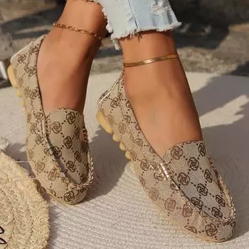 Женские туфли на плоской подошве с цветочным узором, повседневные туфли без застежек с закрытым носком, легкие и удобные туфли 35