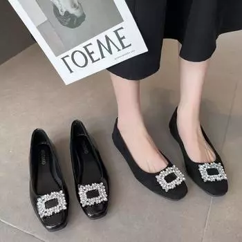 Женские туфли на плоской подошве с инкрустацией из бриллиантов, женские, весна-осень, элегантные мокасины, прогулочная рабочая обувь, женская обувь Zapatos Planos Mujer 35