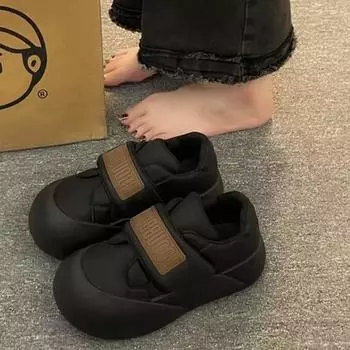 Женские туфли на плоской подошве с круглым носком, симпатичные, удобные, теплые, в студенческом стиле, повседневные и универсальные туфли для скейтбординга 35