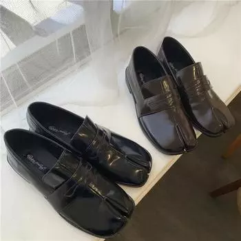 Женские туфли на плоской подошве с круглым разрезом на носке, неглубокие ленивые туфли без застежки, мюли с открытой пяткой, кожаные туфли, мягкие мокасины, балетки без застежек 35 чёрный