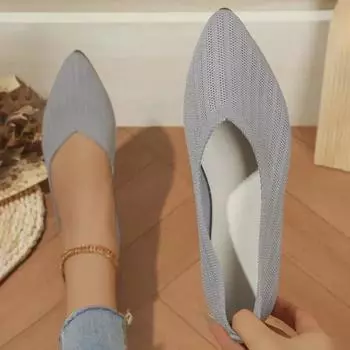 Женские туфли на плоской подошве с круглым носком. Удобные вязаные балетки на плоской подошве. Повседневная обувь без шнуровки на мелкой подошве. Офисные топсайдеры. Мокасины больших размеров. 36 чёрный