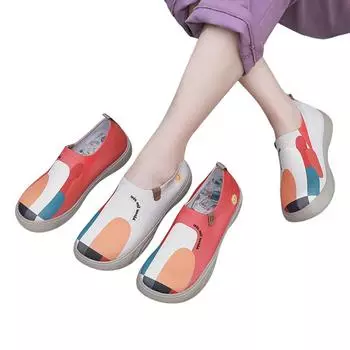 Женские туфли на плоской подошве с круглым носком, окрашенные мокасины, нескользящие модные дорожные туфли, дышащая повседневная обувь для ходьбы на открытом воздухе 36 оранжевый