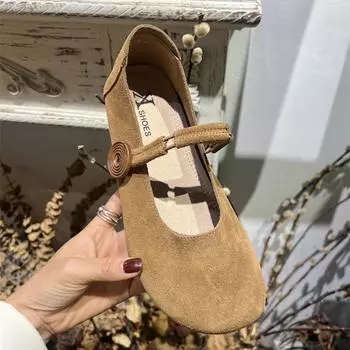 Женские туфли на плоской подошве с мелкой пряжкой, туфли Мэри Джейн 2024, новая мода, осень, удобная повседневная обувь на мягкой подошве для прогулок 35 верблюд