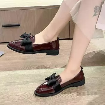 Женские туфли на плоской подошве с острым бантом, новые весенние удобные формальные туфли, модная женская обувь на платформе, большие размеры 43 35