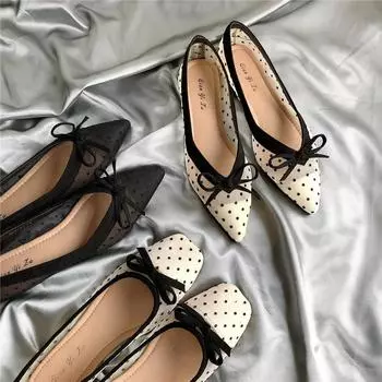 Женские туфли на плоской подошве с острым носком, кружевные черные женские туфли на плоской подошве, удобные сетчатые туфли с волнистым краем, повседневная удобная женская обувь 35