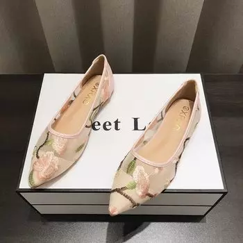 Женские туфли на плоской подошве с острым носком, прозрачные вечерние розовые женские туфли, нескользящие новинки и модная обувь высокого качества по низкой цене 35
