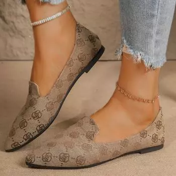 Женские туфли на плоской подошве с острым носком, плоские мокасины, однотонные повседневные женские туфли без застежек, повседневные дышащие балетки на плоской подошве для женщин 35 серый