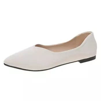 Женские туфли на плоской подошве с острым носком, французские новые модные универсальные туфли на плоской подошве, туфли-бини большого размера 36 грязно-белый
