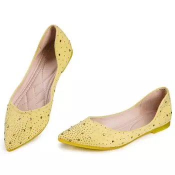 Женские туфли на плоской подошве с острым носком и бриллиантами, осенние удобные элегантные балетки без застежек 8