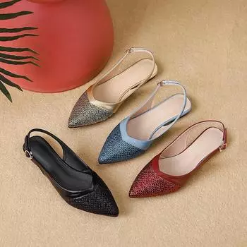 Женские туфли на плоской подошве с открытым носком, закрытым носком, сандалии на плоской подошве с пряжкой на ремешке, удобные сандалии без застежек, летняя офисная обувь для женщин 35 чёрный