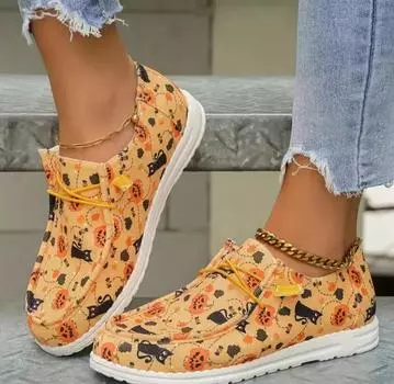 Женские туфли на плоской подошве с принтом на Хэллоуин, повседневные туфли, дизайнерские новые спортивные легкие кроссовки 36 синий