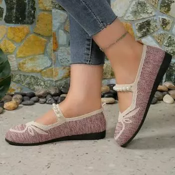 Женские туфли на плоской подошве с сетчатыми нитками и бусинами, модная повседневная обувь для ходьбы, новые сандалии, брендовые лоферы Zapatillas Mujer 2024 36