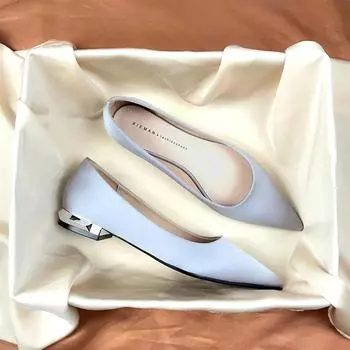 Женские туфли на плоской подошве с тонким низким каблуком для женщин с острым носком, повседневные, офисные, женские, элегантные туфли 35