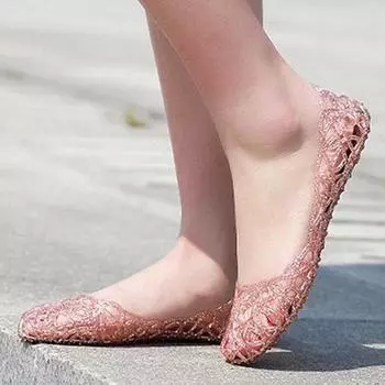 Женские туфли на плоской подошве с вырезами, резиновые сандалии без шнуровки 36 чёрный