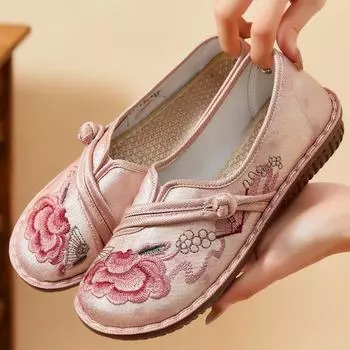 Женские туфли на плоской подошве с вышивкой, дышащие туфли без застежек, повседневные балетки, удобные туфли для ходьбы для женщин, легкие нарядные рабочие туфли-лоферы 36
