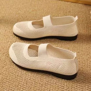 Женские туфли на плоской подошве, складные лоферы без шнуровки, женские туфли на одинарной платформе с квадратным носком, модная повседневная обувь для мам для мам, женская обувь 35 бежевый