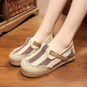 Женские туфли на плоской подошве Slip on, удобные женские туфли из хлопка и льна, вулканизированные туфли 2024 года, новые дышащие туфли Zapatos Para Mujeres 35
