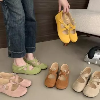 Женские туфли на плоской подошве, туфли-лоферы, женские туфли с мелким ремешком, модные, темпераментные, ретро, замшевые туфли, замшевые мокасины 35 розовый