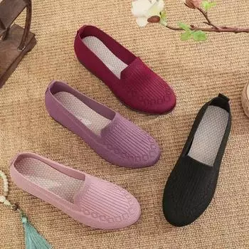 Женские туфли на плоской подошве Удобные модельные туфли с круглым носком Нескользящие сетчатые туфли Нарядные туфли Повседневная обувь без застежек для женщин 37 розовый