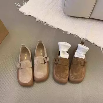 Женские туфли на плоской подошве, удобные, повседневные туфли, осенние, новые, универсальные, с квадратным носком, одинарные женские 35 абрикосовый