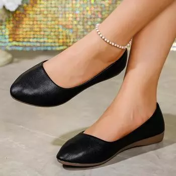 Женские туфли на плоской подошве Высококачественные модные туфли-лоферы для женщин Острый носок Балетки больших размеров на плоской подошве Женская обувь Zapatos De Mujer 35 белый
