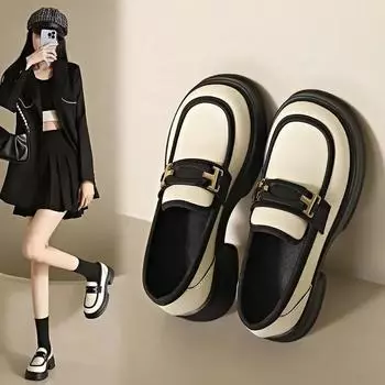 Женские туфли на плоской подошве в британском стиле, новое поступление, весна-лето, толстая подошва, бисквитные туфли, винтажные туфли, черные туфли 35