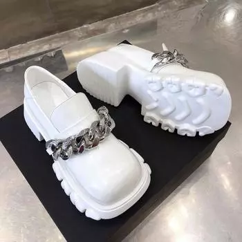 Женские туфли на плоской подошве в стиле Лолита Мэри Джейн для женщин, весенние женские туфли на платформе, винтажные мягкие туфли-оксфорды с цепочкой 35 чёрный
