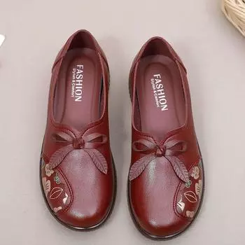 Женские туфли на плоской подошве в винтажном стиле, удобные кожаные туфли без застежек для женщин, мягкие балетки с принтом, женские мокасины, лоферы для вождения CN 35