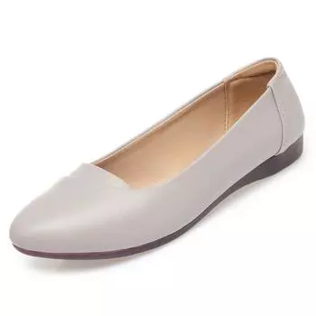 Женские туфли на плоской подошве, весенние туфли большого размера для мамы, повседневные женские балетки без завязок 35 бежевый