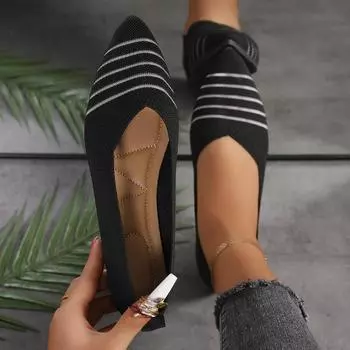 Женские туфли на плоской подошве весна и осень Большие размеры для женщин Красивые цветные трикотажные эластичные удобные мягкие плоские кроссовки для женщин 36 бежевый