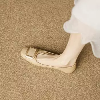 Женские туфли на плоской подошве, весна и осень, новые, квадратные, универсальные, с неглубокой горловиной, с мягкой подошвой, с одной педалью, летние туфли для бабушек 35