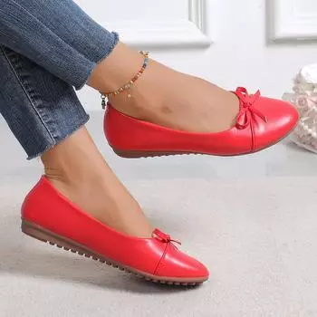 Женские туфли на плоской подошве весна и осень с блестками и бантом на плоской подошве для женщин, балетки с круглым носком, модные удобные кроссовки для женщин 35