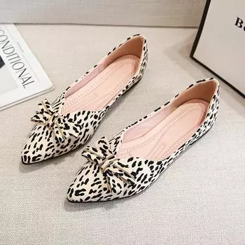 Женские туфли на плоской подошве весна-осень женские повседневные лоферы слипоны с заостренным носком и бабочкой леопардовый дышащие мягкие кроссовки 34-43 34 коричневый