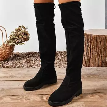 Женские туфли на плоской подошве выше колена, замшевые туфли в стиле ретро, дизайнерская зимняя классика, мотоциклетные ботинки, новые прогулочные готические женские сапоги Zapatos 36