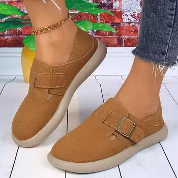 Женские туфли на плоской подошве, замшевые дизайнерские туфли с пряжкой, повседневная обувь, зимняя новая брендовая тенденция, для ходьбы, мягкие, удобные, женские туфли 35